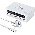 78W USB Charger Multi USB-C Charging Station with LCD Display 5-ports Power Adapter with PD3.0 PPS QC3.0 Fast output Multiple USB Plug UK for iPhone 15/14 plus/13 Pro max,Galaxy S24/S23,Pixel 9 etc