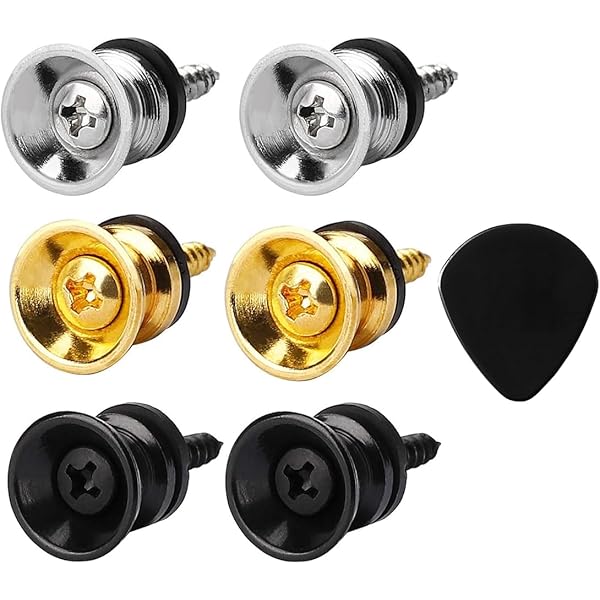 10 Blocchi Cinghia Per Chitarra - Bottoni Antiscivolo In Metallo Per Chitarra E Basso - Colore Oro