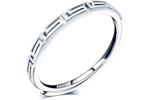 CPSLOVE Anillo de mujer niña, anillo de plata 925, Anillos con patrón vintage, anillo abierto, tamaño ajustable, anillo de bodas, anillo de compromiso, Circunferencia de dedo adecuada:48,5-57mm