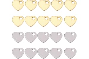 SUNNYCLUE 1boîte 120pièces Breloques Coeur en Acier Inoxydable Coeurs Blancs Petit Coeur Amour Breloque Double Face Petit Breloque Estampage Breloques Vierges Saint Valentin pour la Fabrication de Bij