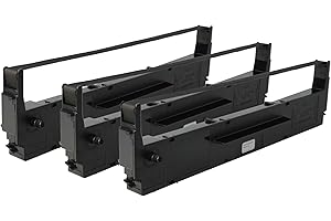 ‎VHBW vhbw 3x Farbband Schriftband kompatibel mit Epson LQ800, LQ550, LQ510, LQ570, LQ560, LQ580, LQ570+ Nadeldrucker, Bondrucker - Schwarz