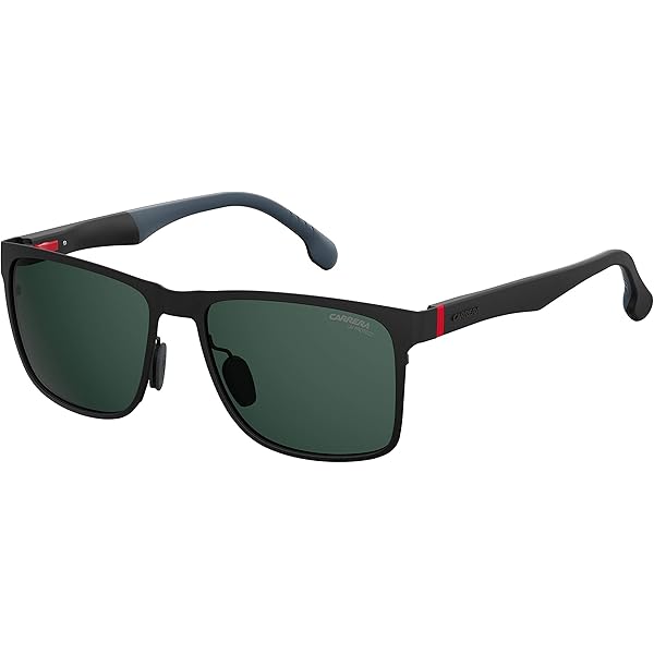 Carrera Matte Black/Green Rectangular Sunglasses For Men - Polarized With Mirror Coating