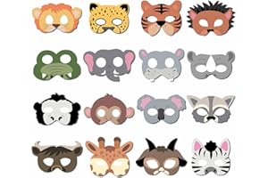 GENERIC 16 Piece Animal Masks Animal Costume Party Favors With 16 Different Animal Face For Petting Zoo Farmhouse Jungle Safari Theme Birthday Party Masks Dress-Up Party Supplies, Animal Masks