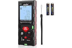 Télémètre Laser Numérique 60M, atolla Metre Laser avec 2 Niveaux à Bulle et Fonction Muet, Auto-étalonnage et Mesure Continue, écran LCD rétroéclairé à 4 Lignes, IP54…