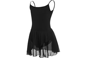 Eisnnu Ragazza Vestito da Balletto Ginnastica Leotard Corpo Cotone Senza maniche con Chiffon Gonna Adatto all'età 2-14 Anni