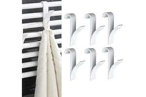 MUYAPAY HORREX 8 pièces Crochets de Radiateur à Serviettes,Crochet Radiateur Sèche Serviette,Crochet pour Radiateurs Plastique Blanc, Patères Radiateur de Salle de Bain