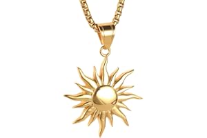 PAURO Hommes Acier Inoxydable Retro Sunface Hip Hop Rocker Collier Pendentif