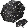 JYJLLM Feather pattern Windproof Travel Umbrella - Compact, Light, Automatic, Strong and Portable - Wind Resistant, Small Folding Backpack Umbrella for Rain - Unisex Men and Women