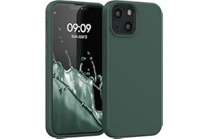 kwmobile Silikonowe etui z TPU kompatybilne z Apple iPhone 13 mini - etui smukłe etui na telefon z miękkim wykończeniem - zielone Moss Green