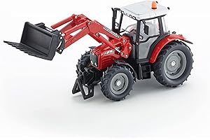siku 3653, Massey Ferguson avec Fourche de Chargeur Frontal, 1:32, Métal/Plastique, Rouge, Direction par gyrophare