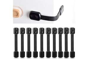 Fhlbestyu Lot de 10 verrous pour enfants pour armoire et tiroirs, sécurité de tiroir pour bébé et enfant, pour porte, placard, réfrigérateur, avec colle sans perçage - Noir