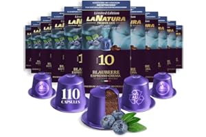 ‎LA NATURA LIFESTYLE Kaffee Blaubeere Espresso Crema Premium Aromatisierter 110 Aluminium Kaffeekapseln | 100% Recycelbar | La Natura Lifestyle