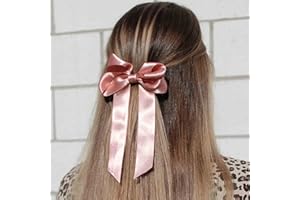 Yheakne Fiocchetto in seta per coda di cavallo Cravatte per capelli in raso Scrunchies Nastro di velluto per capelli Fasce per capelli corda porta coda di cavallo Accessori (rosa fagiolo)