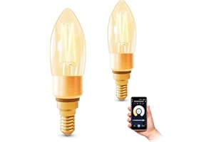 SSC-LUXon Confezione da 2 lampadine LED Smart E14 con filamento vintage, compatibili con Alexa, Siri & Google, Wi-Fi, dimmerabili, CCT 2200-5500 K