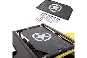 TDHLW Car Top Roof Sunshade Mesh Anti-UV-Sonnenschutzabdeckung für 1997–2006 Jeep Wrangler TJ Zubehör, Pentagram