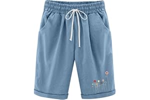 Blingko Pantalon Court Femme éTé Grande Taille Shorts Et Bermudas Travail Plage Short Plage Casual Taille élastique Short Cargo Mode Couleur Unie Short d'été avec Poches Et Cordon