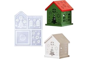 SVOCK Casa con Stampi per Candele Stampo per Candele Fiocchi di Neve, Stampo per Candele Natalizie 3d Stampo in Silicone per Casa, Stampo in Silicone per Case di Colata per Natal Halloween Pasqua