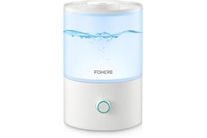 FOHERE Luftbefeuchter Schlafzimmer, 3.2L Leiser Baby Luftbefeuchter with Top-Fill, 28 Stunden, 360° kühler Nebel, BPA-frei, Aromadiffusor, 7 Farben Nachtlicht for Pflanzen heim Büro