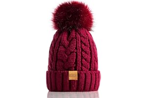 REDESS Damski Zimowy Pom Pom Beanie Kapelusz z ciepłym polarem podszewanym, gruby Slouchy Snow Knit Chunky Baggy Czapka narciarska