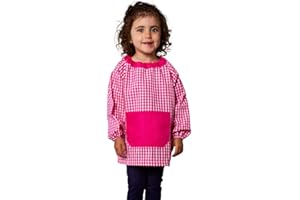 KLOTTZ Tablier Blouse sans Boutons pour Enfants à Carreaux. Puor l'école e travaux manuels.