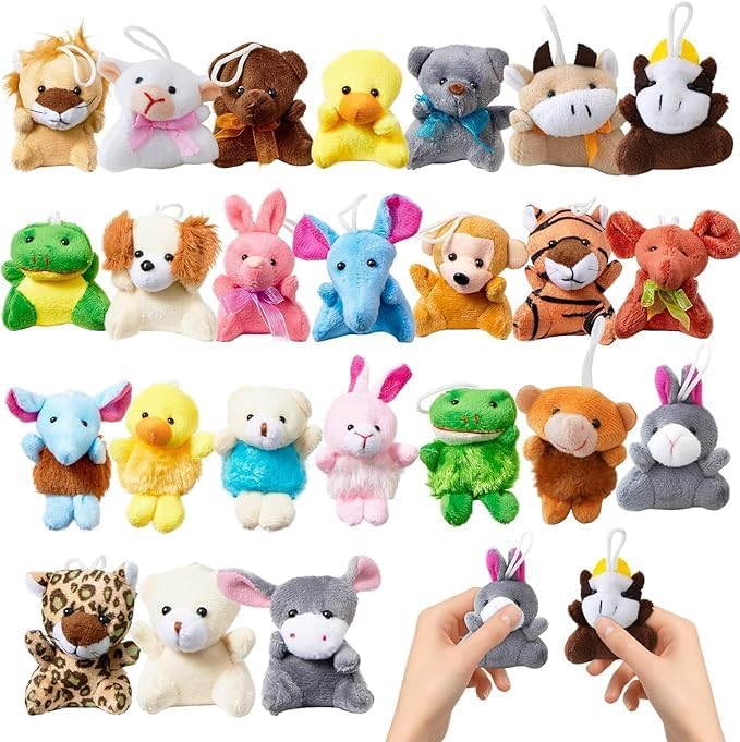 Foonary Mini peluche, 24 unidades de juguetes de peluche de la selva, pequeños peluches, obsequios de cumpleaños infantiles, regalos de invitados, relleno de Navidad, llavero de peluche para niños