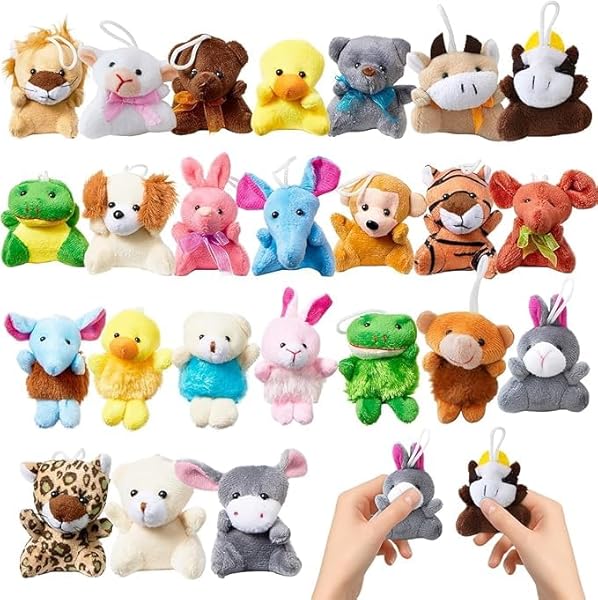 Foonary Mini peluche, 24 unidades de juguetes de peluche de la selva, pequeños peluches, obsequios de cumpleaños infantiles, regalos de invitados, relleno de Navidad, llavero de peluche para niños - 1