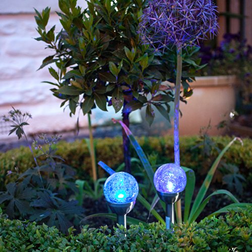 2er Set LED Solar Glaskugel Farbwechsel inkl. Erdspieß Lights4fun - 3