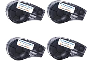 CVT COMPRAVENTATONER CVT - Pack 4x Etiquetas de vinilo (SIN CHIP) compatible para Brady BMP21 Negro/Blanco M21-750-595-WT para impresoras matricial Bmp21-plus, BMP21, PaL, LABPaL, Bmp21-Lab