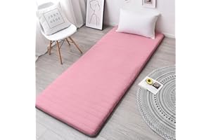 Xisnuient Japonais Matelas Sol Simple Tatami Matelas Futon Doux Simple épais De 5 Cm Matelas De Lit Pliable Portable pour Maison, Camping, Canapé, Dortoir (Rose,60x120cm)