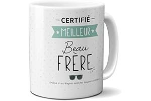 DECOHO - Mug Certifié Meilleur Beau Frère - Tasse cadeau Anniversaire ou Noël - 33 cL, Céramique - Imprimé en France - Blanc