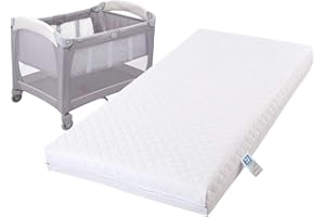 HANSON AND LANGFORD New Baby Travel Cot Foam/Mattress - Waterproof Cover | Extra Thick Quilted | Fits Most Graco/M&P Toddler Cots, Breathable | Anti Allergenic (90 x 50 x 7 cm)