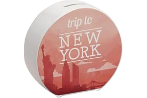 SPEECHEESE Salvadanaio con bel motivo e testo – Trip to New York in rosso salvadanaio per il prossimo viaggio in città a New York come regalo per le persone che amano e tanto in giro per il mondo