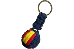 MIBANDERA Llavero Bandera de España, Llavero Hombre Mujer Bandera España. Llavero Coche Moto (Bola Azul Grande)