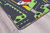 Kinderteppich mit Stadt zum Spielen, 95x200cm ✓ Schadstoffgeprüft ✓ Anti-Schmutz-Schicht | Auto-Spielteppich, Auto-Teppich für Jungen & Mädchen | Verkehrsteppich für Fußbodenheizung geeignet | Getufteter Straßen-Teppich fürs Kinder-Zimmer - 2