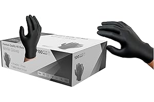 FIRMSAFET Heavy Duty Strong Disposable Black Nitrile Examination Gloves, Premium Quality| Medical| Mechanical| Industrial| Hair & Beauty| Food| Janitorial| Powder Free| Latex Free (100, Medium)