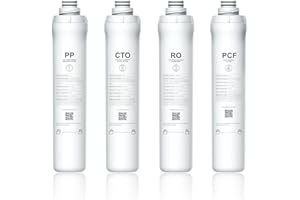 Bluevua RO100ROPOT 4-Pack Replacement Filter Set, Pack of 1 PP Filter and 1 CTO Filter and 1 RO Filter and 1 PCF Filter