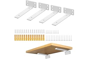 Mooche 4 Pièces Supports d' Étagère Flottants Mural, Large Éventail d'Applications, Equerre Etagere Murale Durable/Pratique, 15 x 4 x 6.5 CM, Blanc