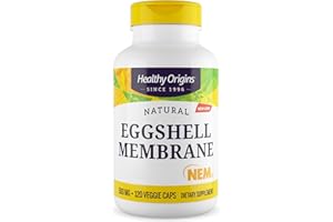 Healthy Origins, Natural Eggshell Membrane (Membrana Natural de Cáscara de Huevo), 500mg, 120 Cápsulas, Testado en Laboratorio, Sin Gluten, Sin Soja, No GMO