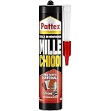 Pattex Mille Chiodi Extreme, forte adesivo di montaggio, colla forte per interni e esterni, adesivo sigillante resistente ad 