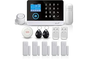 PGST Allarme Wireless Antifurto Casa Senza Fili with 1 Sirena,5 Sensori Per Porta Finestre,1Sensore di Movimento,2 Telecomandi,1Pulsante SOS, Compatibile con ALEXA o Google home