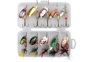 MOOUK 10 Pezzi/Set Filatore di Pesca Cucchiaino Metallo Esche da Pesca Esca Paillettes Crankbait o Esca Crank Cucchiaino Esche per Spigola Trota Piedistallo Luccio Rotante Accessori Pesca