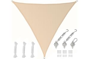 AMANKA 5x5x5 UV Sonnensegel Dreieck Wasserdurchlässig - Sonnenschutz Terrassenüberdachung mit Befestigung - Sonnendach Dreieckig für Terrasse Balkon Wohnwagen Carport - Pool Segel Sichtschutz Garten