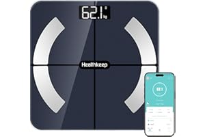 Healthkeep Waga osobowa, połączona z Bluetooth, miernik impedancji o wysokiej dokładności z 13 analizami składu ciała w zestawie, pojemność 180 kg/400 funtów, 28 x 28 cm