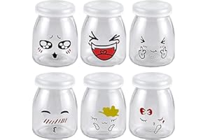 Flliberté 6 Pots Yaourts avec Couvercle, 150 ML/106 GR Pot en Verre Yaourt, petit Pot en Verre avec Couvercle pour Yaourt Maison, Desserts Maison, Puddings, Compotes
