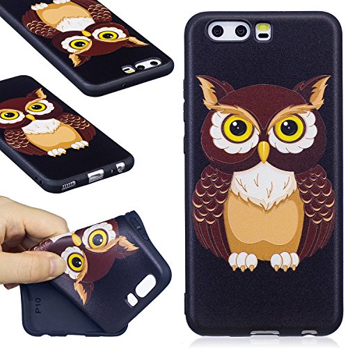 Huawei P10 Case , Ecoway TPU Soft Silicone Back owl Silicone Case Protective Cover Cell Phone Case for Huawei P10 - owl