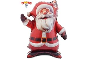 trookee - Papa Noel Grande - Decoracion Navidad - Globo Papa Noel Metalizado de 100 cm - Papa Noel Hinchable - Santa Claus Balloon - Adornos Navidad - Globos de Poliamida Navideños - Christmas Gifts