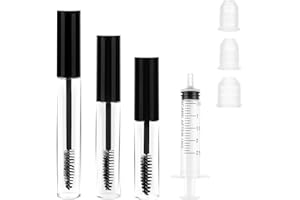 PEOVLVN Zestaw 3 pustych tubek do rzęs – 5 ml, 8 ml, 12 ml, pusty pojemnik na tusz do rzęs, ze szczoteczką do rzęs, pipetą i zatyczką do rzęs "zrób to sam" lub olejkiem do wzrostu rzęs (czarny)
