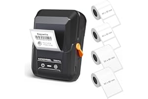 SUPVAN T50M Pro Étiqueteuse Bluetooth avec 4 Rouleaux d'étiquettes Blanches, Pack économique, Reconnaissance Automatique du Format, idéale pour commerces, Bureaux, écoles et la Maison