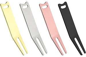 PATIKIL Metal Doblado Golf Divot Reparación Herramienta, 4uds Metal Golf Horquilla Accesorio Curvado Asador para Golf Golfista Hombres Mujeres Reparación, Oro Plata Negro Cobre