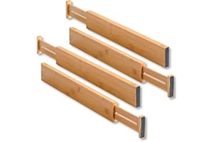 Kesper 1707413 Divisori per Cassetti, Confezione da 4, Lunghezza Regolabile da 44 A 56,3 Cm, Marrone